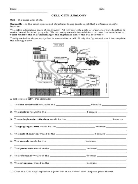 cell city analogy worksheet|cell city analogy worksheet pdf.